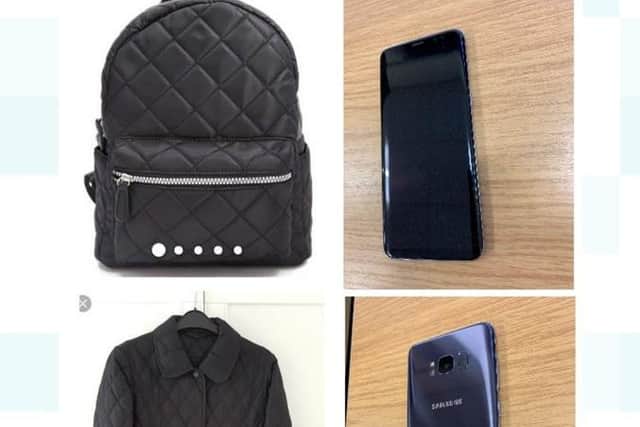 Leah's bag, coat and phone