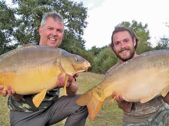 City lads Paul Housego and Craig Carder with a brace of big 30s taken on a French trip in which they shared fish to 49lb