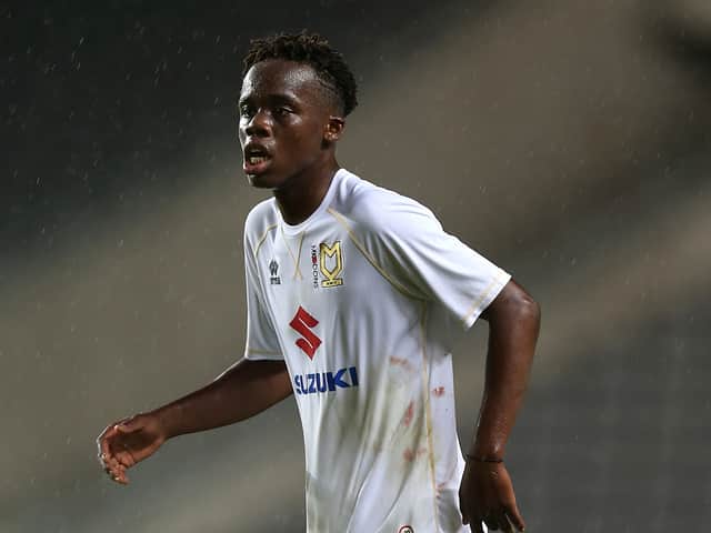 <p>Peter Kioso returns to Stadium MK on loan from Luton Town on transfer deadline day. The 22-year-old left Dons’ academy in 2018</p>