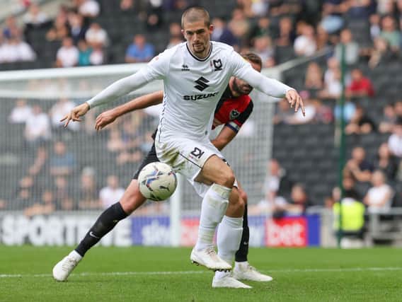 Max Watters made his MK Dons debut on Saturday in the 1-0 win over Portsmouth. The striker, on loan from Cardiff City, missed the first part of the season with an ankle injury