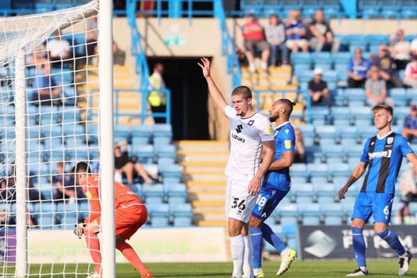 Max Watters celebrates as MK Dons ran riot at Priestfield on Saturday, winning 4-1. Scott Twine, Peter Kioso, Troy Parrott and Watters himself all got on the scoresheet.