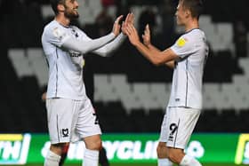 Troy Parrott Celebrates with Scott Twine during the 3-3 draw with Fleetwood Town on Tuesday night