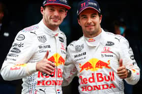 Max Verstappen and Sergio Perez celebrate claiming second and third for Red Bull in Istanbul, Turkey
