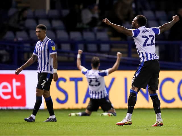 <p>Sheffield Wednesday player celebrate their win over MK Dons</p>