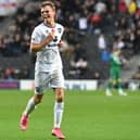 Scott Twine celebrates his stunning free-kick against Cambridge United last month