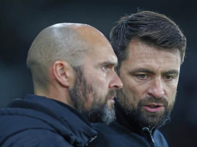 <p>Russell Martin, with assistant Luke Williams, are plotting a double-swoop at former club MK Dons</p>