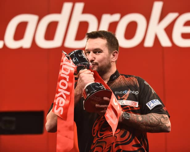 2021 Ladbrokes Masters winner Jonny Clayton                   Pic: Lawrence Lustig/PDC