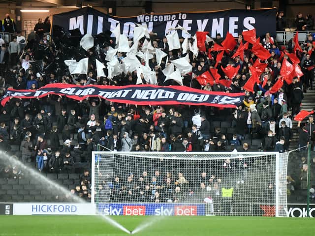 <p>Liam Manning called for the MK Dons fans to create the same atmosphere for future games at Stadium MK after the 1-0 win over AFC Wimbledon</p>