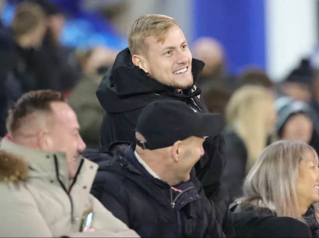 <p>Harry Darling was in the crowd at Fratton Park after injury ruled him out of MK Dons’ win over Portsmouth on Saturday. He has been linked with a move to Swansea this week.</p>