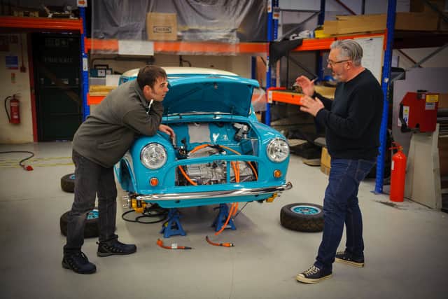 The Mini’s compact size made squeezing in an electric motor and batteries a challenge 