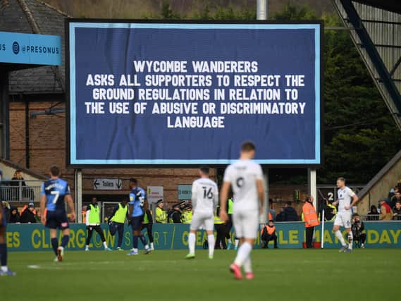 Messages were put on the screen at Adams Park 