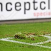 The pitch at Stadium MK has seen better days