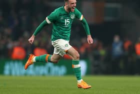Troy Parrott celebrates his 97th minute winner for the Republic of Ireland against Lithuania