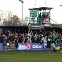 A bumper crowd filled Willen Road on Saturday for Newport Pagnell Town’s FA Vase semi-final against Hamworthy United. An even bigger contingent from the town is expected to make the trip to Wembley in May
