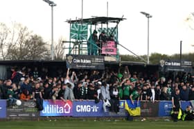 A bumper crowd filled Willen Road on Saturday for Newport Pagnell Town’s FA Vase semi-final against Hamworthy United. An even bigger contingent from the town is expected to make the trip to Wembley in May
