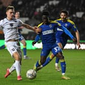 Scott Twine in action against AFC Wimbledon when the sides met in January at Stadium MK