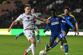 Scott Twine in action against AFC Wimbledon when the sides met in January at Stadium MK