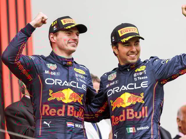 <p>Max Verstappen and Sergio Perez came home first and second at Imola on Sunday. It was Red Bull’s first 1-2 finish since 2016</p>