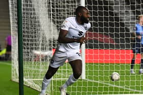 Hiram Boateng scored four goals last season for MK Dons, including this one against Wycombe Wanderers in the Papa John’s Trophy. His career at the club looked to be over until Russell Martin’s departure.