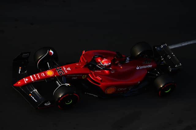 <p>Ferrari’s Charles Leclerc was the pace setter in Baku on Friday. He led both Red Bulls of Sergio Perez and Max Verstappen in the time sheets.</p>
