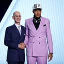 Jeremy Sochan with NBA Commissioner Adam Silver after the teenager, who grew up in Milton Keynes, was drafted by the San Antonio Spurs 