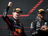 Max Verstappen celebrates his French Grand Prix victory with Lewis Hamilton in second. The Red Bull Racing man claimed his 27th career victory.