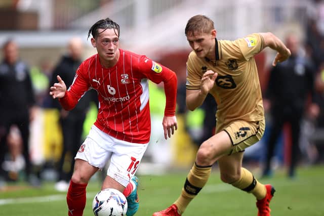 Barry in action for Swindon against Port Vale in the League Two play-off semi finals