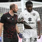 Matt Dennis was injured after scoring his first MK Dons goal last week against Watford, but was able to celebrate his second against Morecambe a few days later