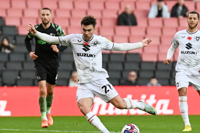 Daniel Harvie picked up his fifth booking of the season, and a knee injury, in the defeat to Derby County