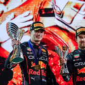 Max Verstappen and Sergio Perez on the podium in Abu Dhabi