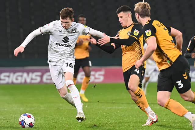 Conor Grant in action against Newport County on Tuesday night