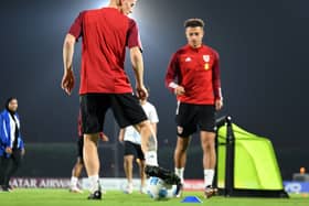 Matt Smith in training with Wales in Doha, Qatar ahead of the World Cup