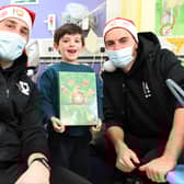 Franco Ravizzoli and Jack Tucker helped brighten the mood on the children’s ward at Milton Keynes hospital last week
