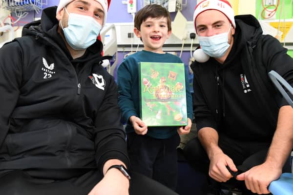 Franco Ravizzoli and Jack Tucker helped brighten the mood on the children’s ward at Milton Keynes hospital last week