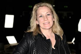 Sarah Beeny has returned to the hospital to receive breast cancer treatment.