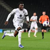 Josh Kayode in a rare outing for MK Dons this season