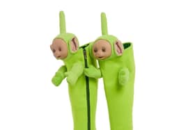 Christian Cowan's latest footwear are a homage to Dipsy -  the bright green character from the 90s children's show.