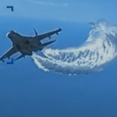 The US military has released dramatic footage of a Russian jet crashing into one of its drones over the Black Sea, after the Kremlin's denial that its SU-27 clipped the propeller of the drone