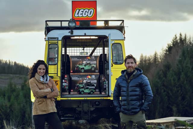 Adventurers Raha Moharrak and Aldo Kane at the world’s most remote lego ‘store’ (Photo: Lego Group)