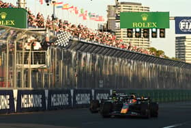 Max Verstappen crosses the line to win in Australia