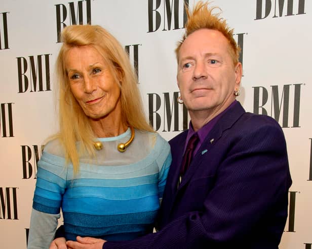 Nora Forster and John Lydon attend the BMI Awards at The Dorchester on October 15, 2013 in London, England.  (Photo by Ben A. Pruchnie/Getty Images)