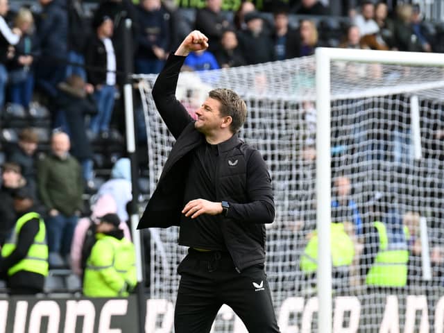 Mark Jackson celebrates earning a point against Derby County on Easter Monday