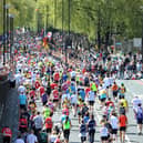 Spectators line the streets at Blackfriars to watch Marathon runners