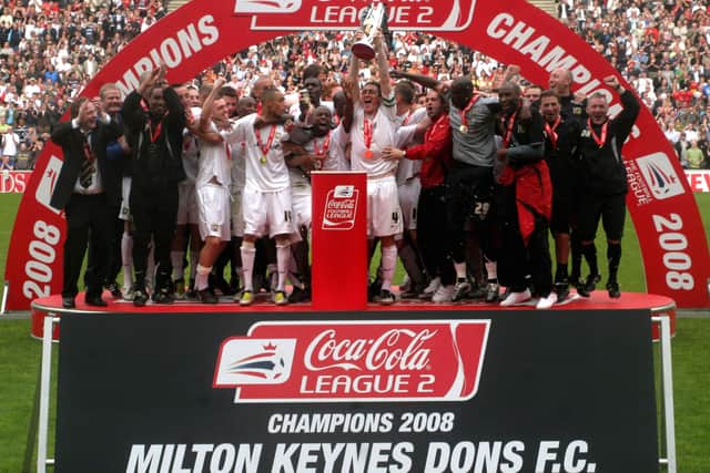 Keith Andrews lifted the League Two trophy at Stadium MK back in 2008