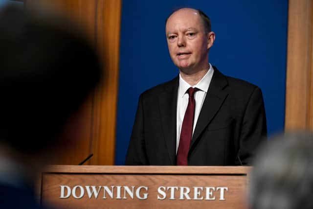 Chief Medical Officer for England Chris Whitty at the Covid-19 briefing. (Photo by Leon Neal - WPA Pool/Getty Images)