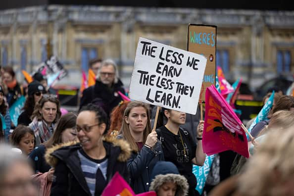 Teachers have warned of another fresh wave of strikes in July if the government does not meet their demands on pay. (Photo by Hesther Ng/SOPA Images/LightRocket via Getty Images)