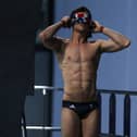 Tom Daley  towels down in the Men's 10m Platform Final on day fifteen of the Tokyo 2020 Olympic Games (Photo: Maddie Meyer/Getty Images)