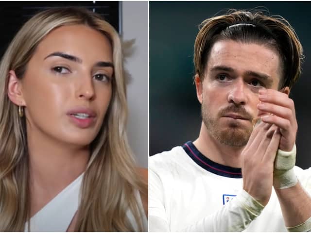 Sasha Attwood, the girlfriend of England and Aston Villa star Jack Grealish, has said she was sent 200 death threats a day (Sasha Rebecca YouTube / Getty Images)