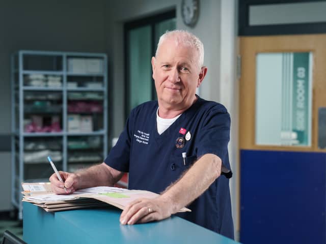 Derek Thompson as Charlie Fairhead on BBC’s Casualty.