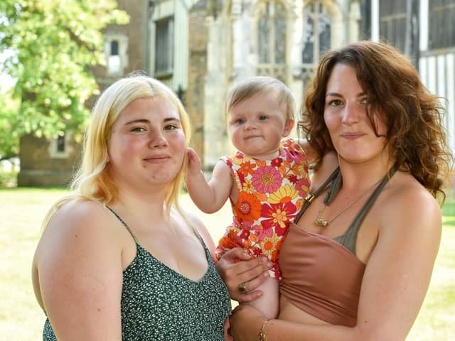 Ruth Clayton with her daughter Rose and baby granddaughter Cora.  